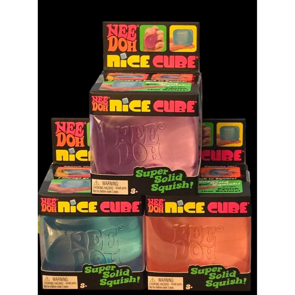 Authentic Nee Doh Nice Cube - Super Solid Squish! Lot of 3 Blue, Pink, Purple